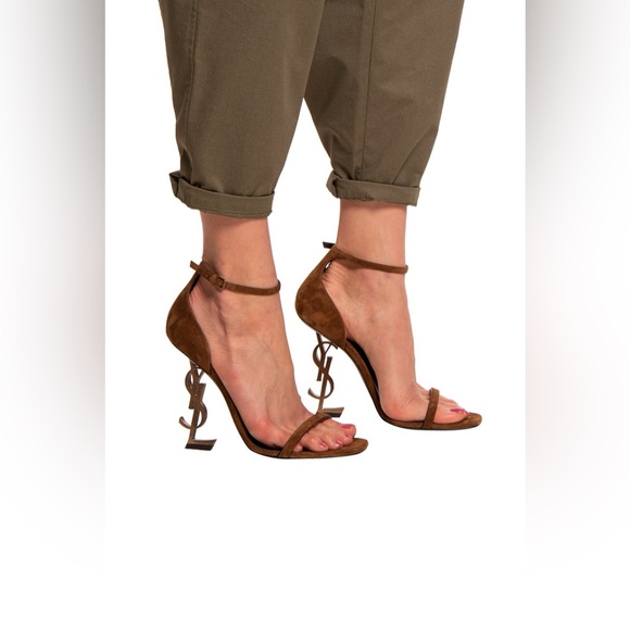 SAINT LAURENT SUEDE BROWN OPYUM HEELS - Picture 6 of 12